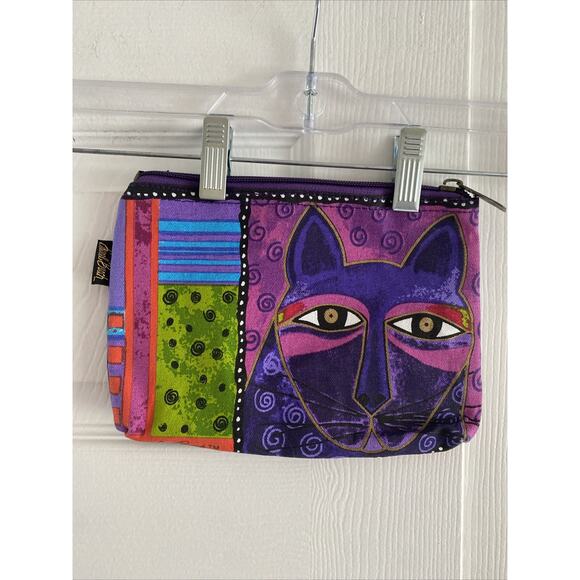 Laurel Burch Cat‎ Cosmetic Bag Zippered Travel Bag Feline Friends Artsy Bold - Picture 2 of 7